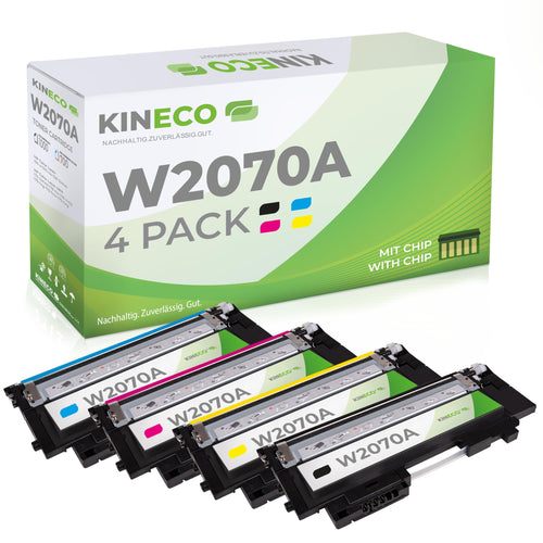 Kineco Toner Set 4er CMYK kompatibel zu HP 117A für Color Laser – vier Tonerkartuschen in Schwarz, Cyan, Magenta und Yellow