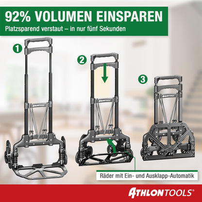 ATHLON TOOLS Treppen-Sackkarre klappbar, Aluminium, TÜV GS-geprüft