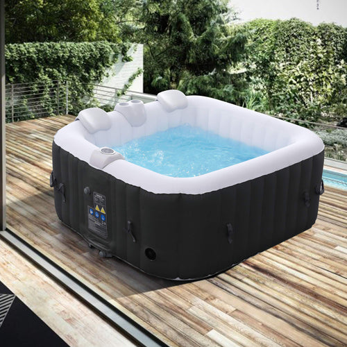 Arebos Aufblasbarer Spa Whirlpool beheizt - 4P 154cm quadratisch. Quadratischer, aufblasbarer Pool für 4 Personen zum beheizten Baden.