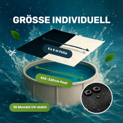 Folienkönig® Solar-Poolabdeckung EasyFlex – 6x6m für ø420-520cm
