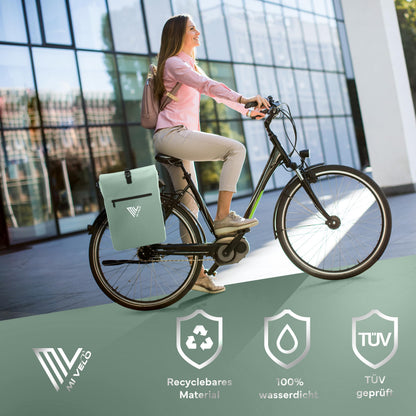 MIVELO Fahrradtasche Gepäckträger 3in1 wasserdicht Mint