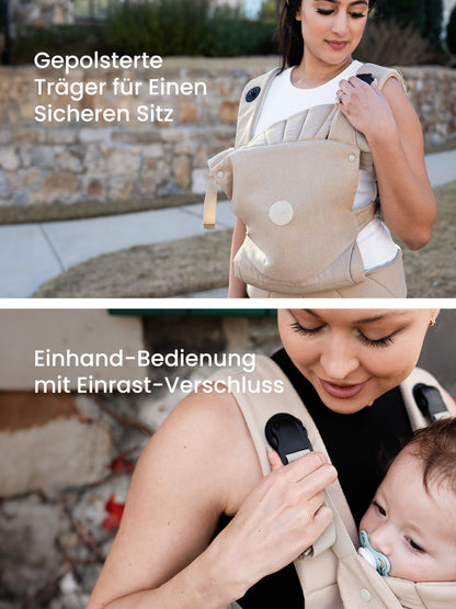 Grownsy Babytrage mit Kopfstütze, ergonomisch, 3-20 kg, Khaki