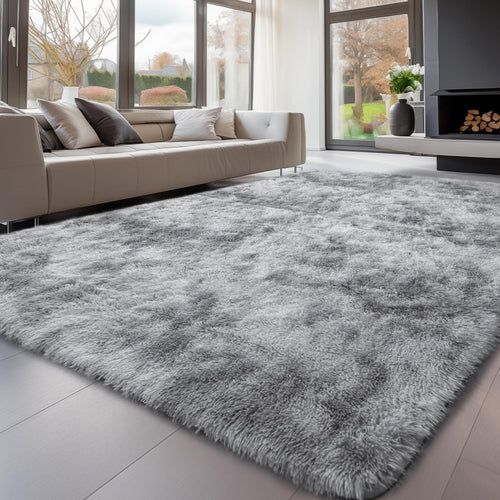 Sour Lemon Hochflor Teppich, grau, 160x230 cm. Waschbarer Anti-Rutsch-Teppich bietet weichen Komfort für Wohnbereiche.