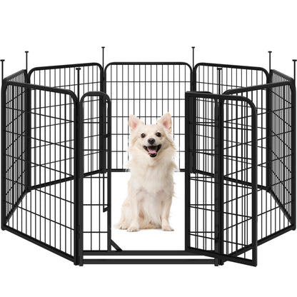 Yaheetech Welpenlaufstall 8-teilig 80cm – Faltbarer Hundeauslauf. Faltgehege aus 8 Gitterelementen. Schafft sicheren Bereich für Welpen.