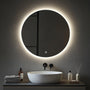 MYGIIVOVO Badspiegel mit LED-Beleuchtung, rund, 80 cm, dimmbar, rahmenlos mit Hintergrundbeleuchtung