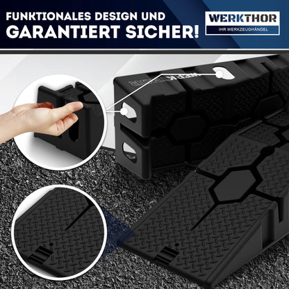 WERKTHOR Auffahrrampe PKW 2er Set, HDPE, bis 2,5 t belastbar