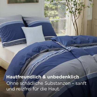 BEDSURE Wendebettwäsche 135x200 cm 4-teilig, Baumwolle Blau