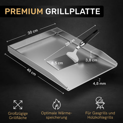 AMZBBQ Premium Plancha Set – Edelstahl 40x30cm, 5mm