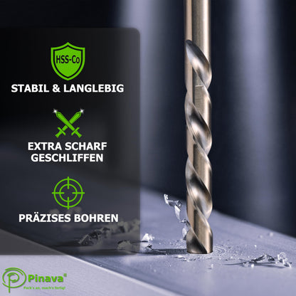 Pinava® HSS Cobalt Pro Edelstahlbohrer Set - 25tlg. 1-13mm