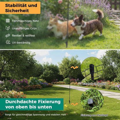 Signstek Steckzaun 25 m, 90 cm hoch, mobiler Begrenzungszaun schwarz