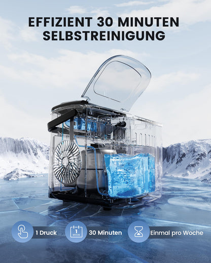 EASYERA Eiswürfelmaschine IM-BS262G, 12 kg/24 h, Schwarz