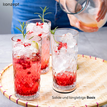 Konzept 11 Trinkgläser Set 12-teilig, 300 ml, transparent geriffelt
