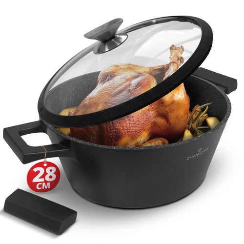 ZWIEGER BLACK STONE Schmortopf und Bräter mit Deckel 28 cm