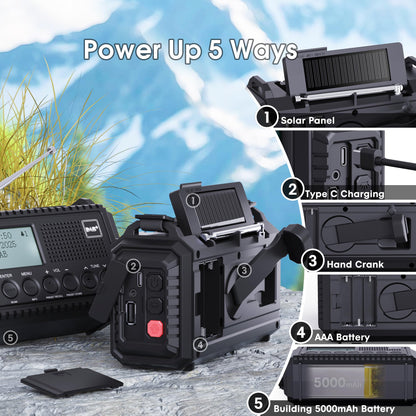 ROCAM CR1009PRO DAB Kurbelradio DAB+/UKW Solar Notfallradio 5000mAh