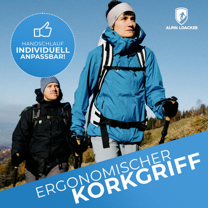 ALPIN LOACKER Teleskop Wanderstöcke Aluminium mit Korkgriff, blau