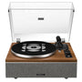 Qlearsoul ONE-S All-in-One Plattenspieler mit Bluetooth - Nussbaum. Rechteckig, Nussbaum-Gehäuse. Für Vinyl- & BT-Audiowiedergabe.