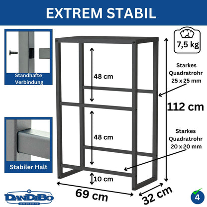 DanDiBo Getränkekistenregal 4 Kisten mit Ablage schmal Metall 96547