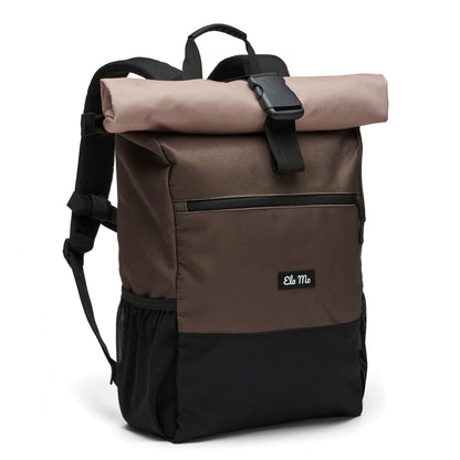 Ela Mo Rolltop Rucksack Damen mit Laptopfach und USB, Sand & Olive