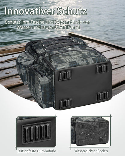 MATEIN Angelrucksack mit 4 Köderboxen, Rutenhalter und Kühlfach