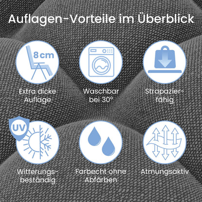 ELONEO Liegestuhl klappbar mit Polster, wetterfest, bis 200 kg