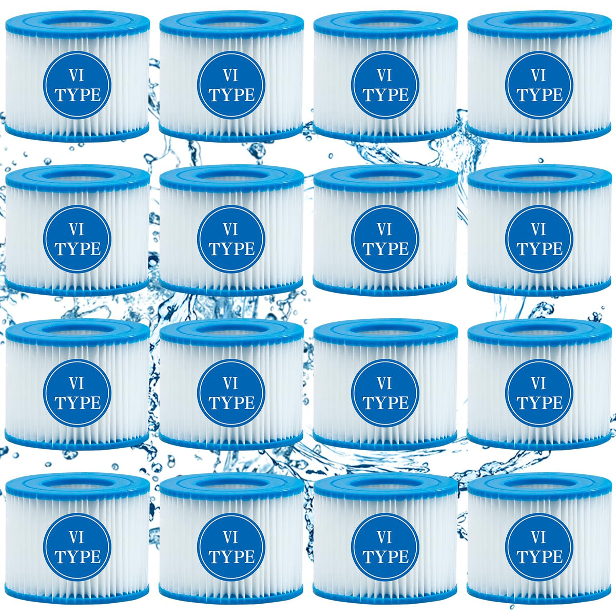 SXEIAV Filterkartuschen Typ VI, 16 Stück, für Bestway Flowclear Spa, zylindrische Bauform