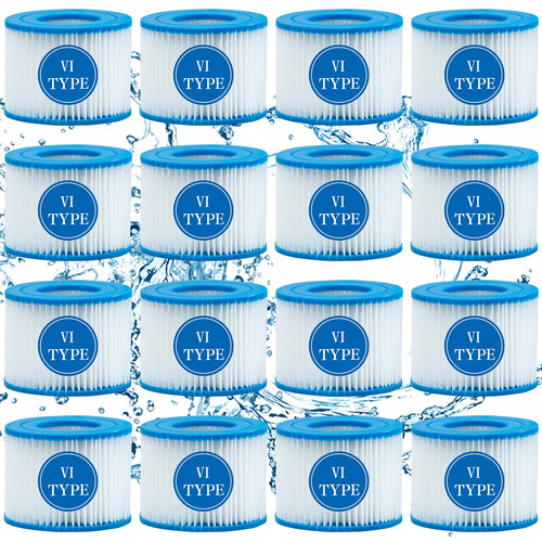 SXEIAV Filterkartuschen Typ VI, 16 Stück, für Bestway Flowclear Spa, zylindrische Bauform