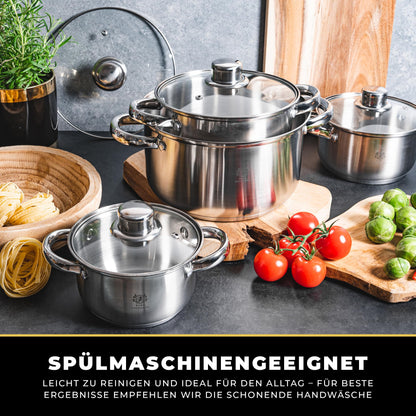 KARL HAUSMANN LINDA Topfset Edelstahl 4-teilig mit Glasdeckel