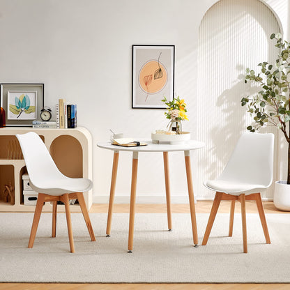 H.J WeDoo Esstisch Set Essgruppe – Holztisch 2 Stühle Weiss 80cm