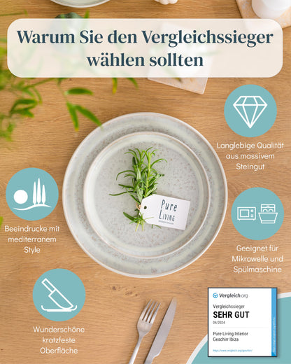 Pure Living Ibiza Steingut Geschirrset 24 tlg. - Beige