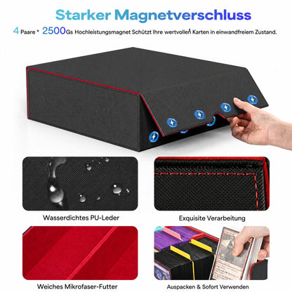 UAONO Kartenaufbewahrungsbox für 2400+ Trading Cards, schwarz-rot