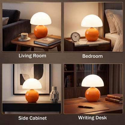 Dawnwake Pilz Tischlampe LED dimmbar Nachttischlampe Glas Orange