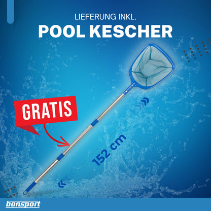bonsport Pool Unterlegmatte 36 Stück inkl. Kescher, EVA schwarz