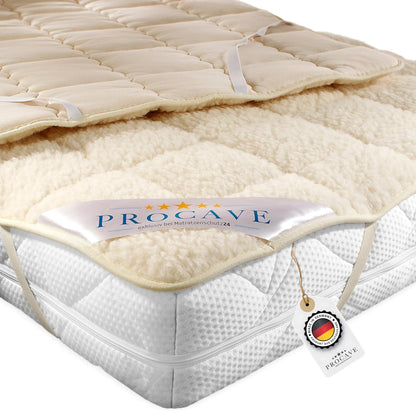 PROCAVE weiches Unterbett Lammflor Schurwolle 160x200 cm. Weiches Lammflor-Unterbett für Wärme und Feuchtigkeitsausgleich im Bett.