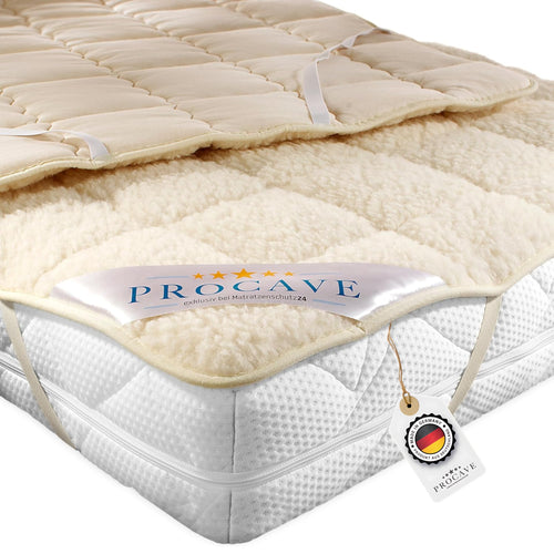 PROCAVE weiches Unterbett Lammflor Schurwolle 160x200 cm. Weiches Lammflor-Unterbett für Wärme und Feuchtigkeitsausgleich im Bett.