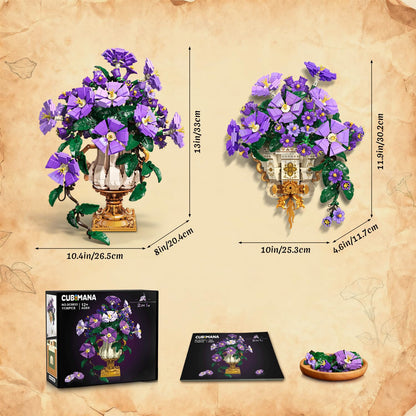 CUBIMANA Prunkwinden-Bauset 2-in-1, Blumenbauset mit Vase, 1136 Teile
