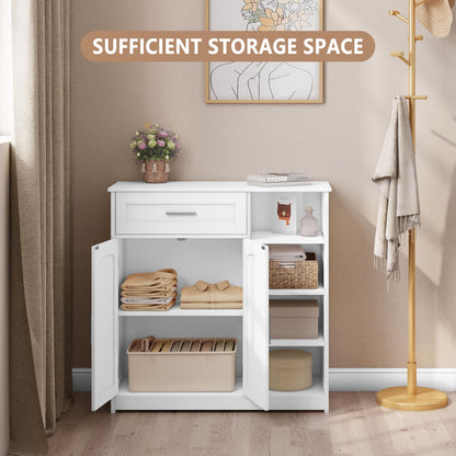 EUGAD Badezimmerschrank schmal - Schublade, 2 Türen, Weiss