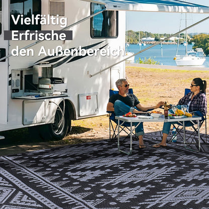 Homaxy Outdoor Teppich wetterfest wendbar 150 x 240 cm Schwarz Grau