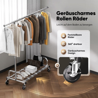 HOKEEPER Kleiderständer auf Rollen, ausziehbar, bis 211 kg belastbar