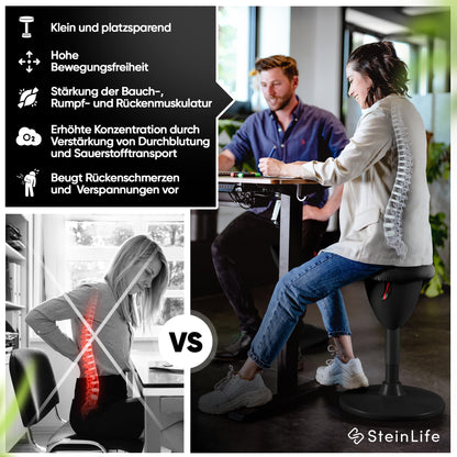 SteinLife Cone Bürohocker Höhenverstellbar 58-83cm Schwingeffekt
