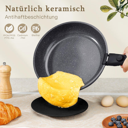 GiPP Topf- und Pfannenset 8-teilig, Antihaft-Keramik, Schwarz