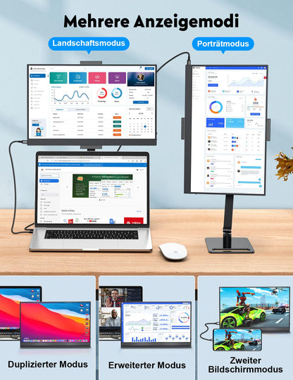 MAGICRAVEN Tragbarer Monitor 15,6 Zoll FHD IPS mit Lautsprecher