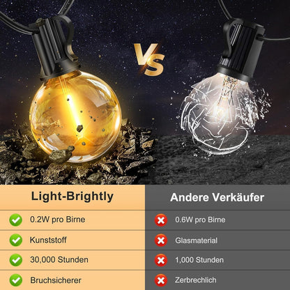 Light-Brightly Solar Lichterkette aussen, 30 m, 38+2 LED, warmweiss