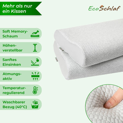 EcoSchlaf Orthopädisches Nackenstützkissen aus Memory Foam, Grau