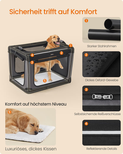 Feandrea Hundebox faltbar, Transportbox für grosse Hunde, schwarz