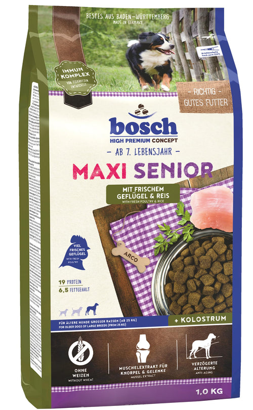bosch HPC Maxi Senior Hundetrockenfutter Geflügel & Reis 12.5 kg für ältere Hunde grosser Rassen