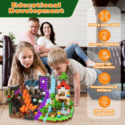 GraceDuck Magnetische Bausteine Wald-Portal Set, 200 Teile