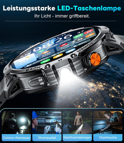 LIGE EF13-E Smartwatch Herren, 1000 mAh, 1,85-Zoll-HD-Display, IP68