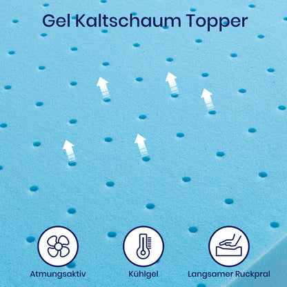 BedStory Gelschaum Matratzentopper 180x200 cm, 10 cm, H3 & H4