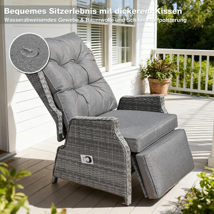 COMLAX FIELD Relaxsessel aus Rattan mit Liegefunktion, Dunkelgrau