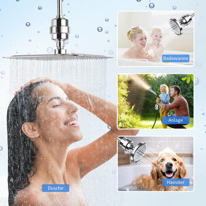 SR SUN RISE Duschfilter 20-Stufen mit 3 Filterpatronen, Chrom